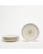 6 Assiettes à dessert en Porcelaine Jupon gris/beige - D.22 cm